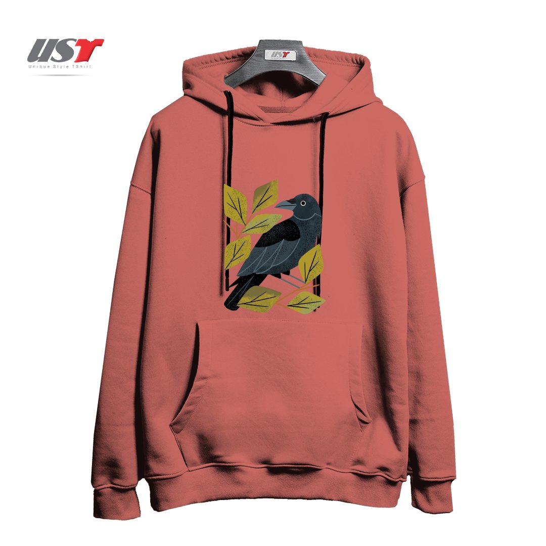 هودی اورسایز طرح PERCHING RAVEN