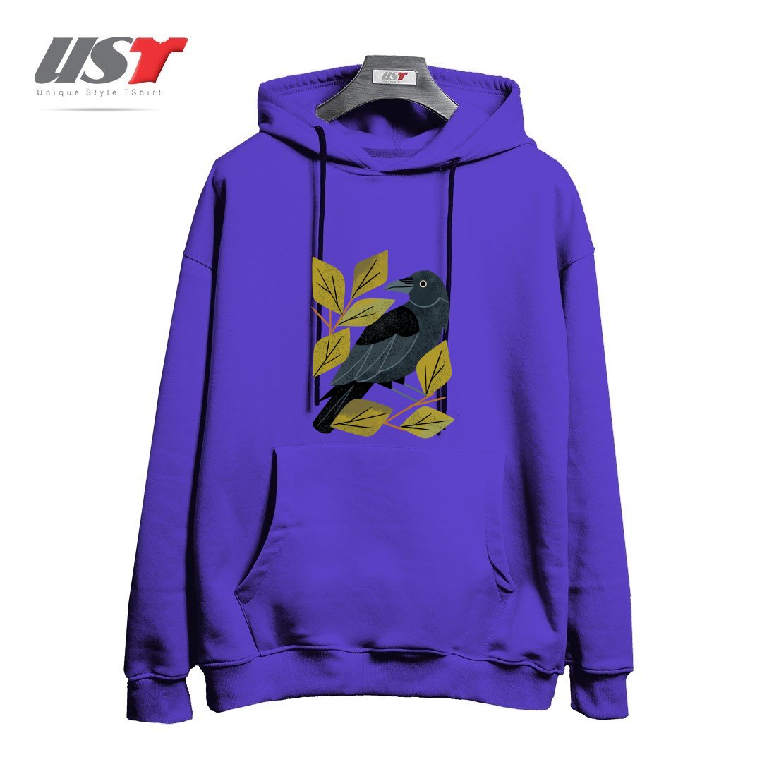 طرح PERCHING RAVEN هودی اورسایزرنگ بنفش