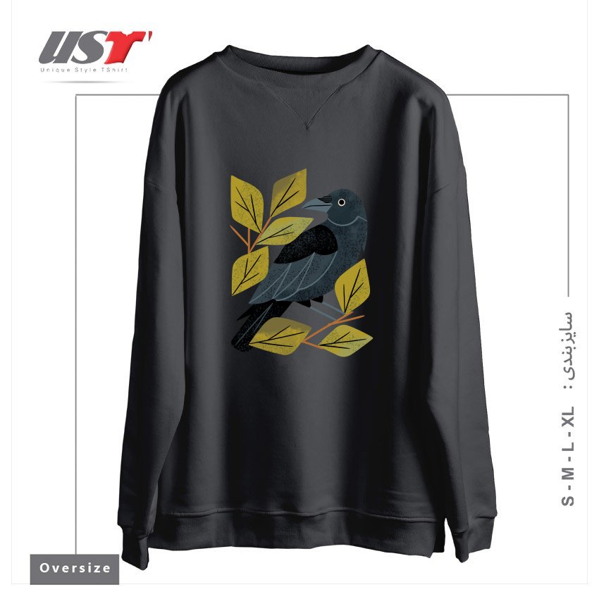 سوییشرت اورسایز طرح PERCHING RAVEN