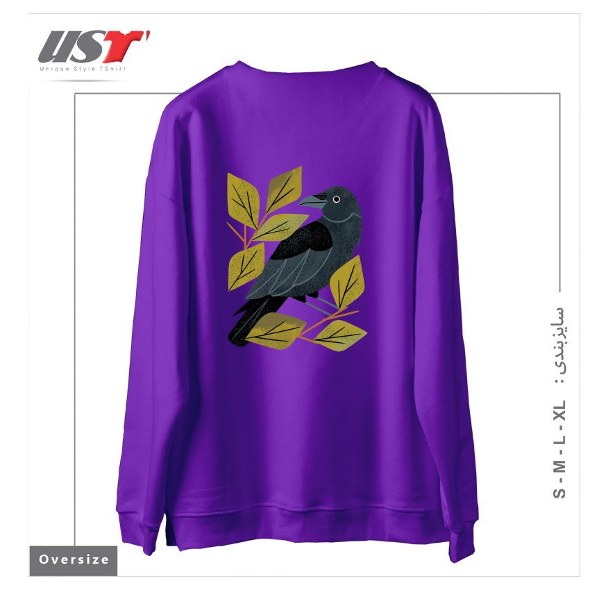 طرح PERCHING RAVEN سوییشرت اورسایزرنگ بنفش