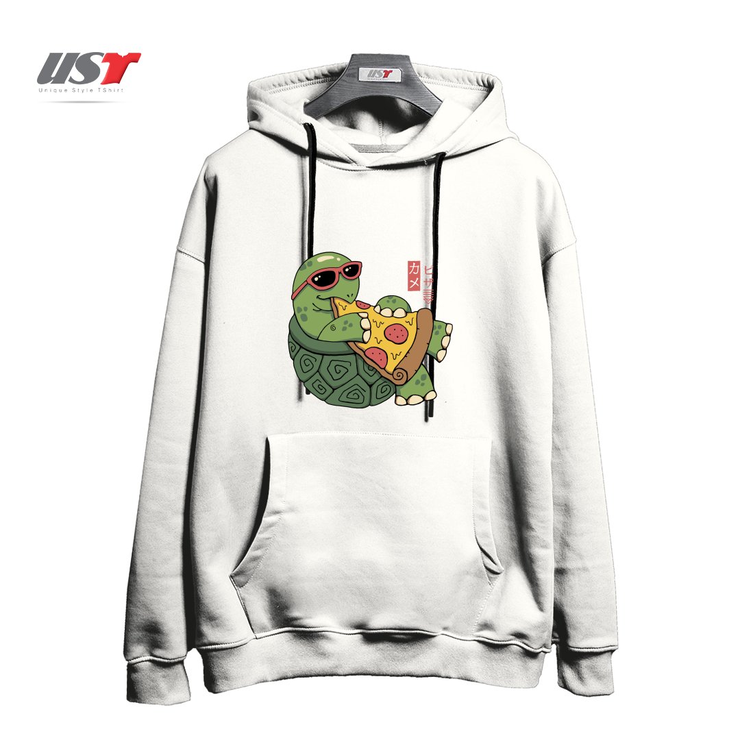 طرح PIZZA TURTLE121210 هودی اورسایزرنگ سفید