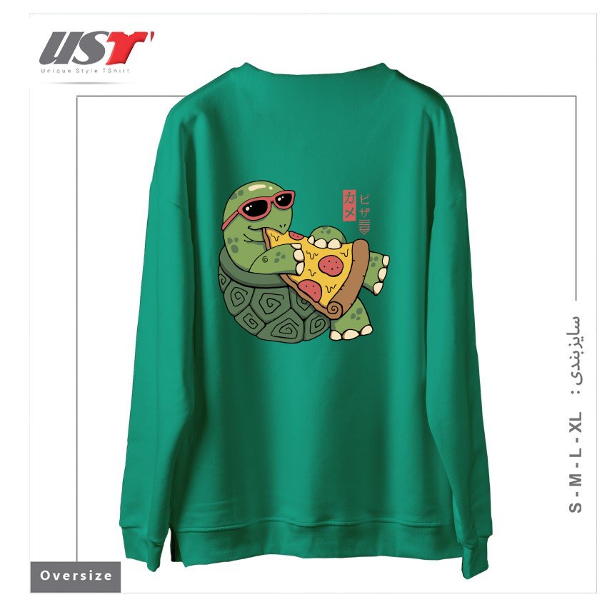 طرح PIZZA TURTLE121210 سوییشرت اورسایزرنگ سبز سدری