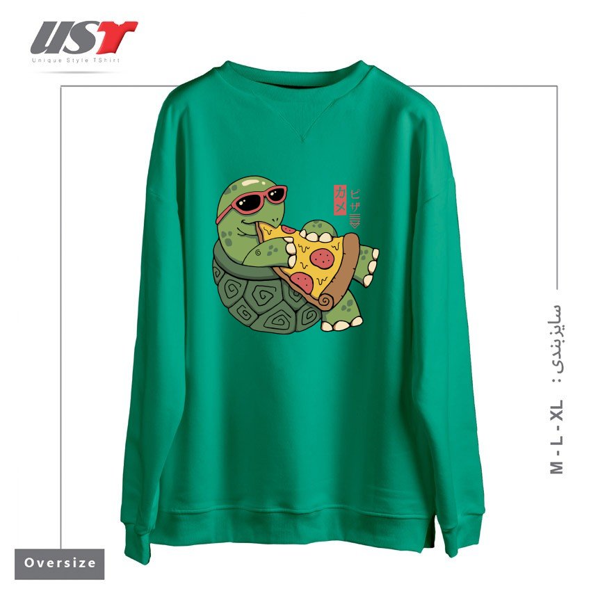 سوییشرت اورسایز طرح PIZZA TURTLE121210