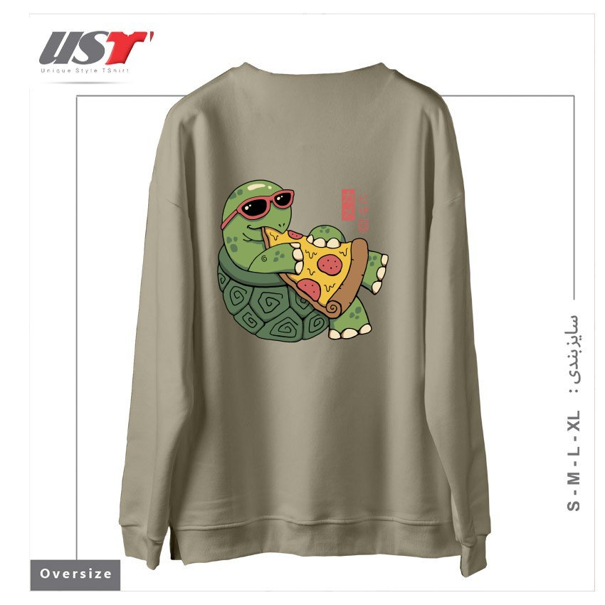 طرح PIZZA TURTLE121210 سوییشرت اورسایزرنگ نخودی