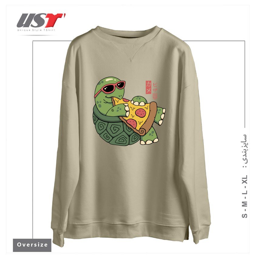 طرح PIZZA TURTLE121210 سوییشرت اورسایزرنگ نخودی