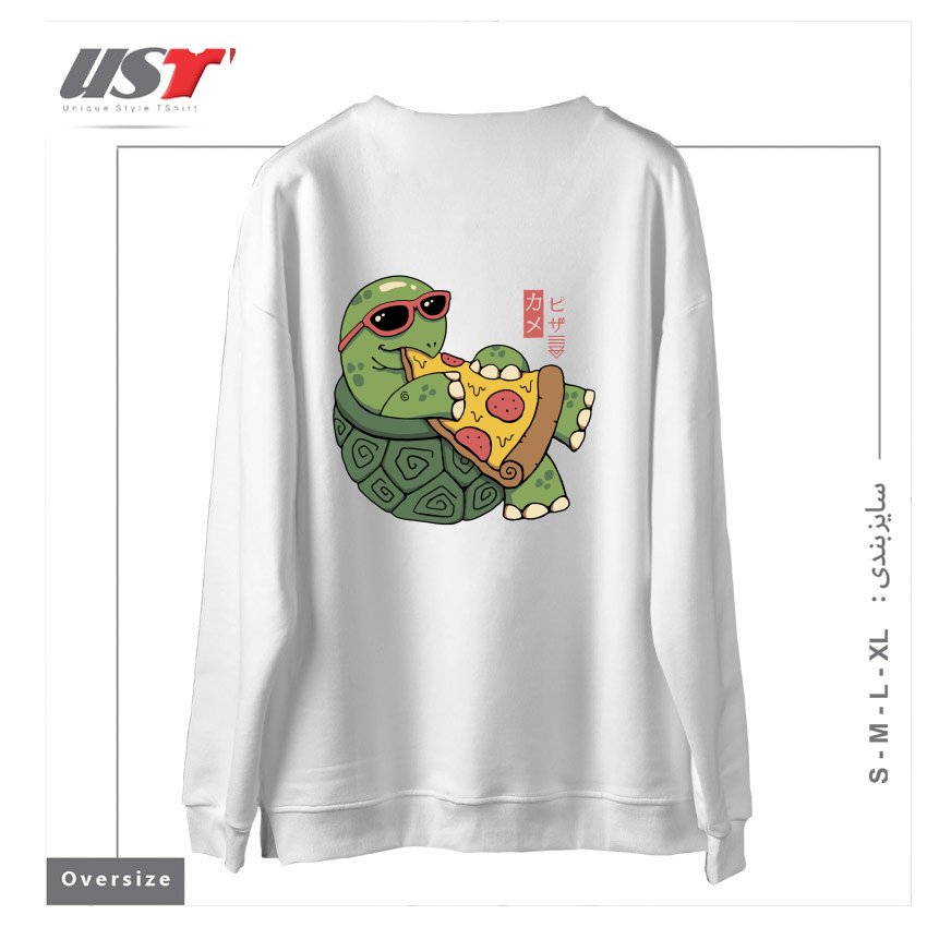طرح PIZZA TURTLE121210 سوییشرت اورسایزرنگ سفید