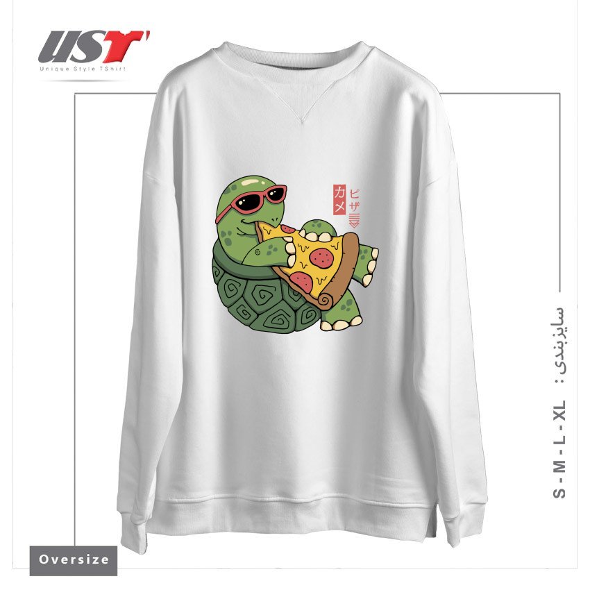 سوییشرت اورسایز طرح PIZZA TURTLE121210