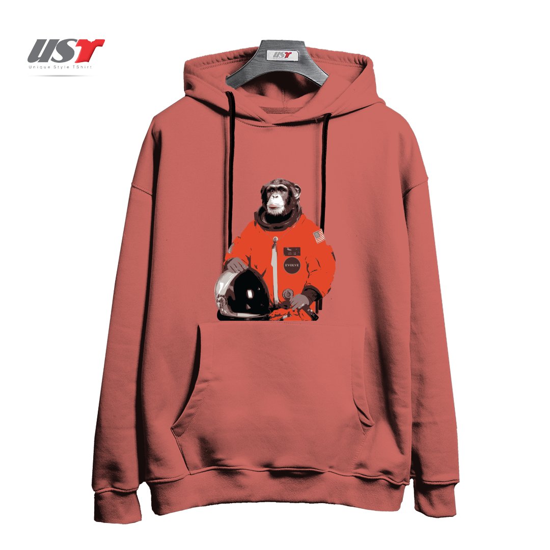 طرح SPACE MONKEY32154 هودی اورسایزرنگ آجری