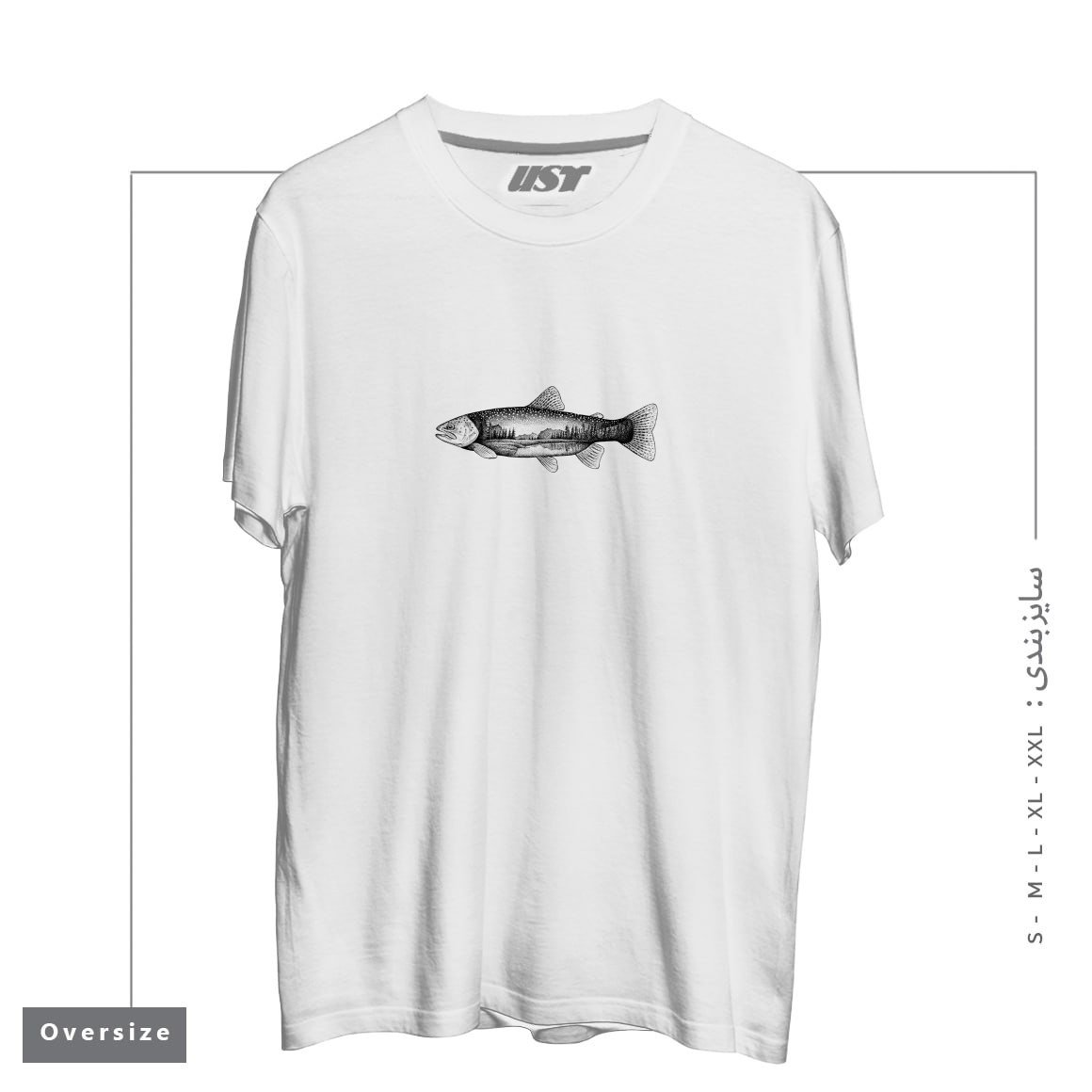 طرح STARRY TROUT54 تیشرت اورسایزرنگ سفید