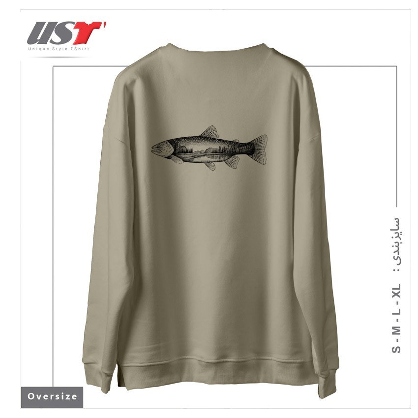 طرح STARRY TROUT54 سوییشرت اورسایزرنگ نخودی