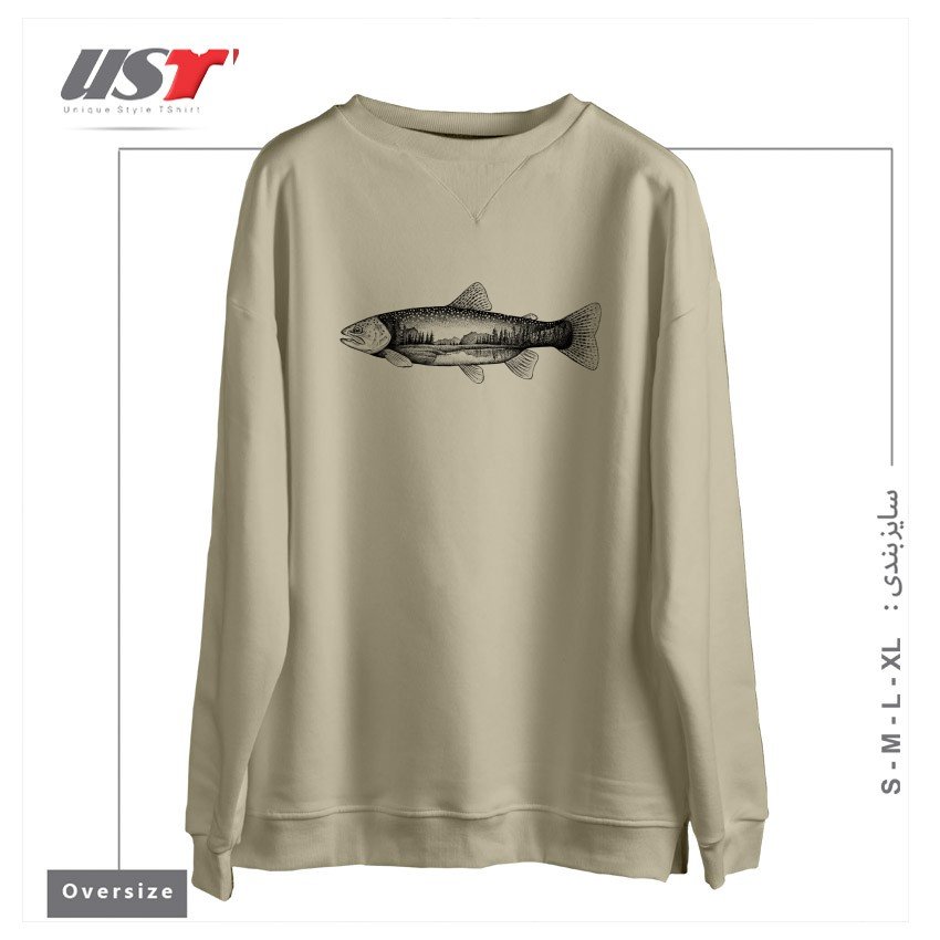 طرح STARRY TROUT54 سوییشرت اورسایزرنگ نخودی