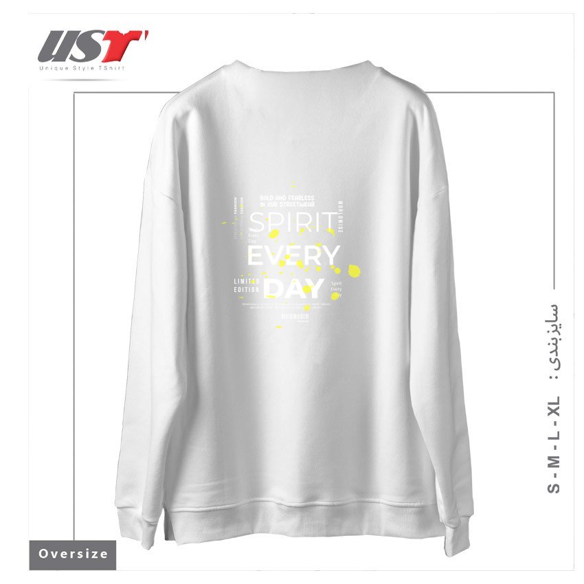 طرح typography 3 سوییشرت اورسایزرنگ سفید