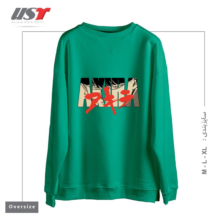 طرح Akira - neo tokyo سوییشرت اورسایزرنگ سبز سدری
