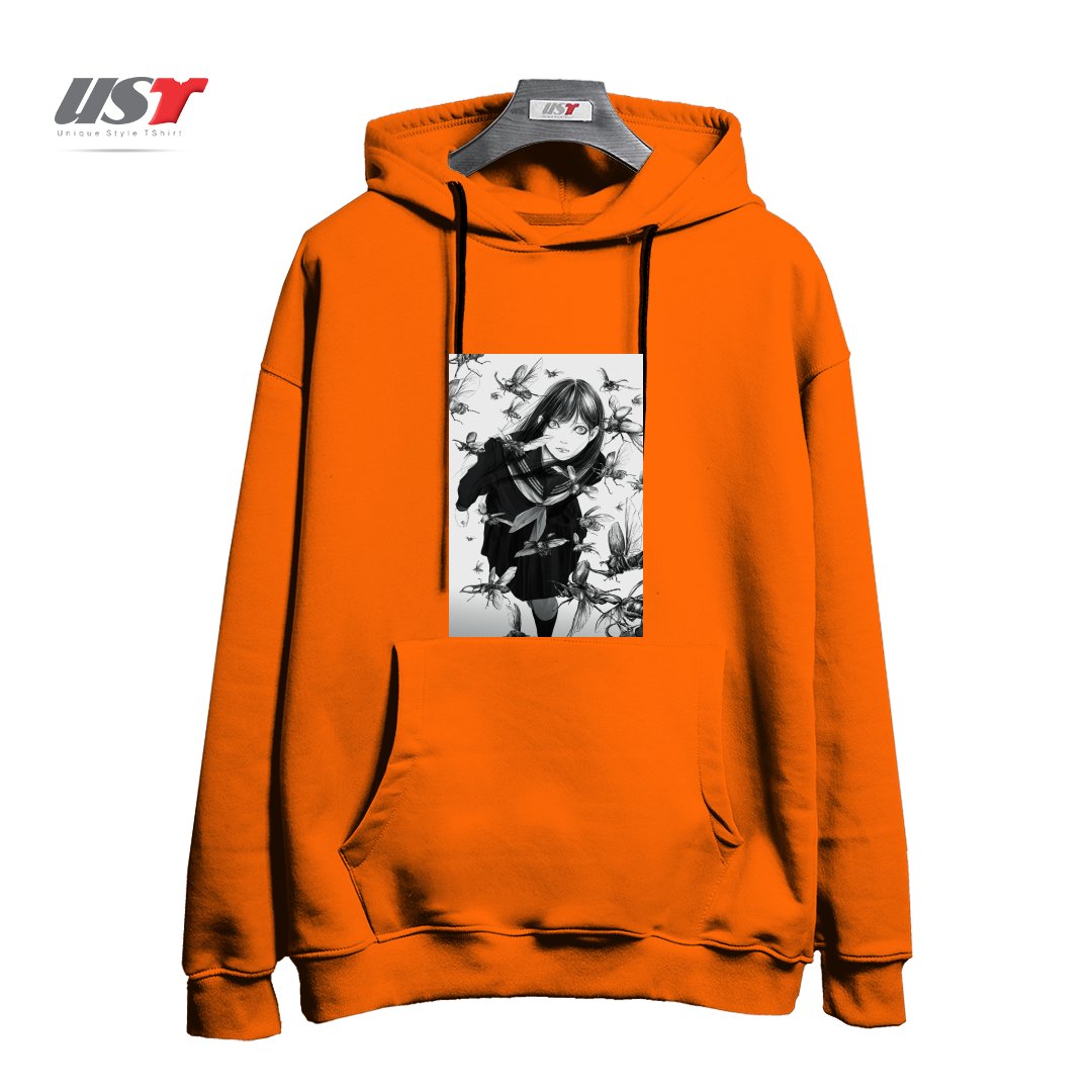 طرح An Instant in Silence هودی اورسایزرنگ نارنجی