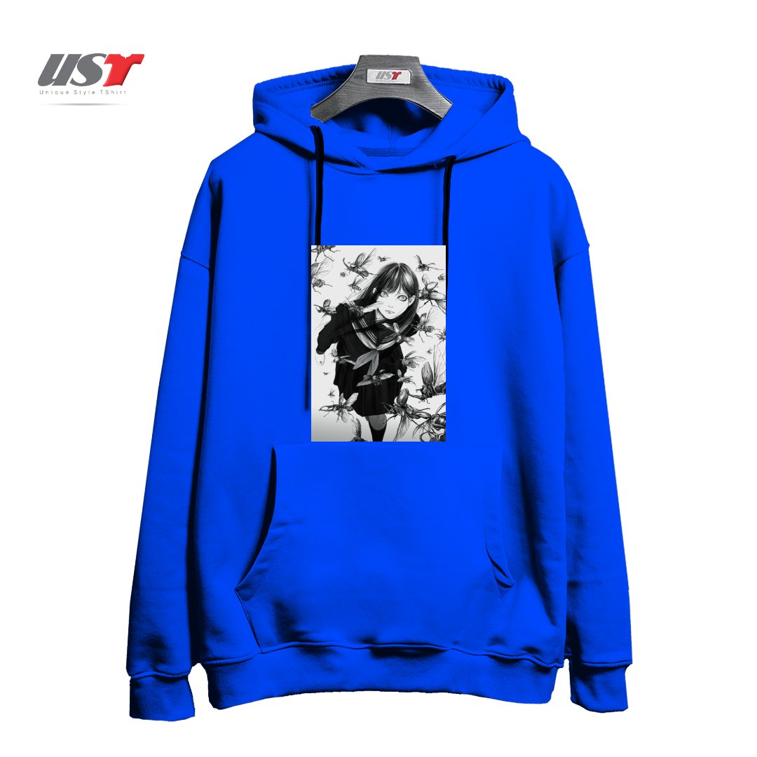 طرح An Instant in Silence هودی اورسایزرنگ آبی شالی