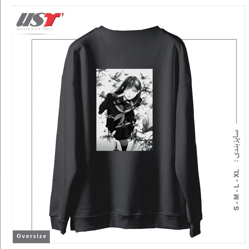 طرح An Instant in Silence سوییشرت اورسایزرنگ دودی