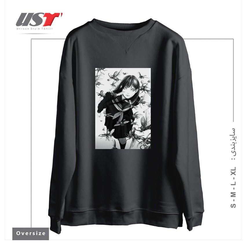 طرح An Instant in Silence سوییشرت اورسایزرنگ دودی