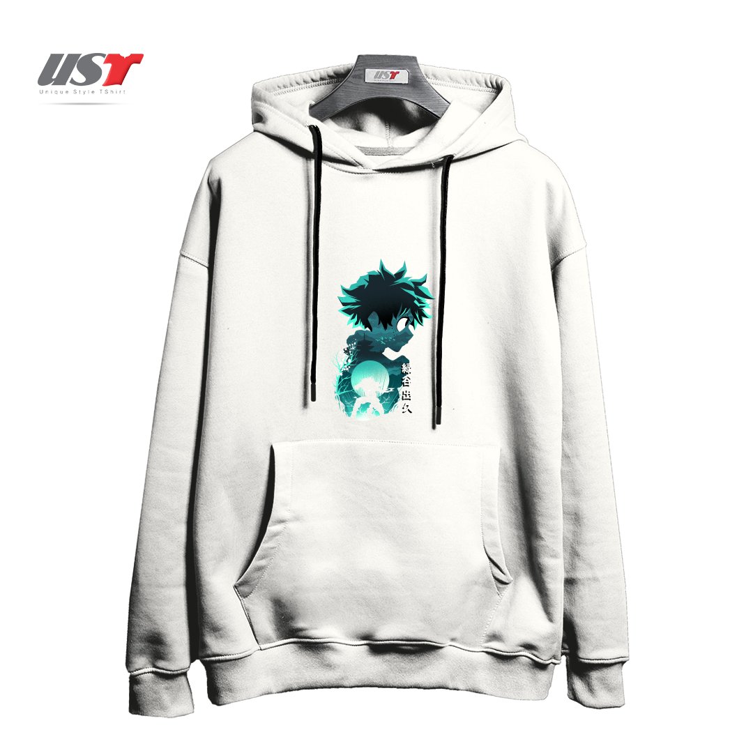 طرح ANIME HERO IZUKU هودی اورسایزرنگ سفید