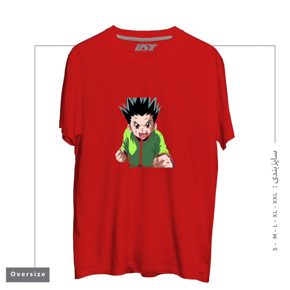 طرح anime تیشرت اورسایزرنگ قرمز