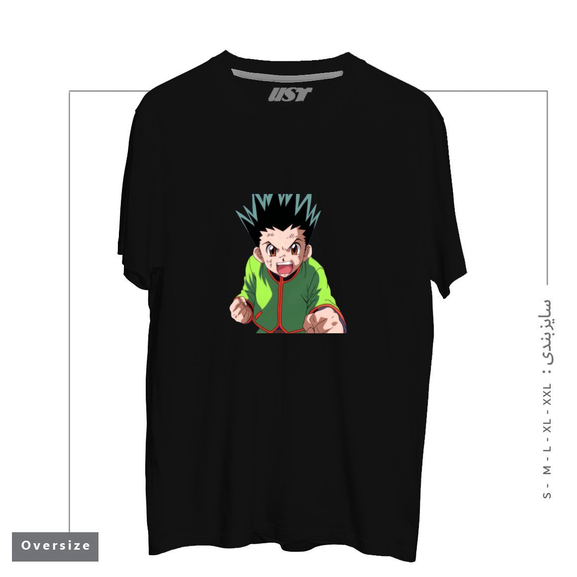 طرح anime تیشرت اورسایزرنگ مشکی