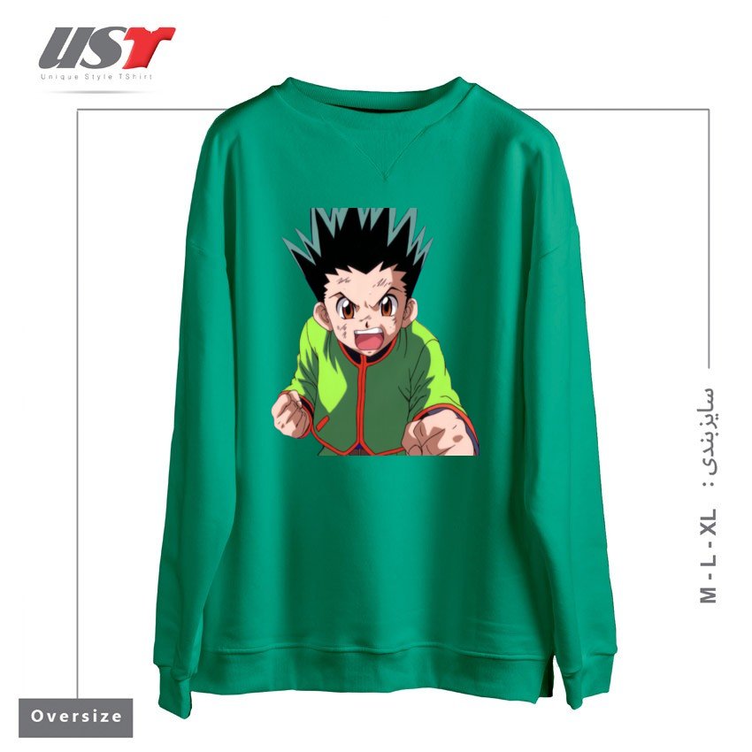 طرح anime سوییشرت اورسایزرنگ سبز سدری