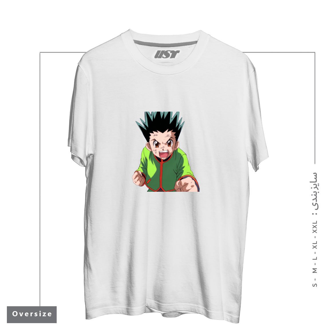 طرح anime تیشرت اورسایزرنگ سفید