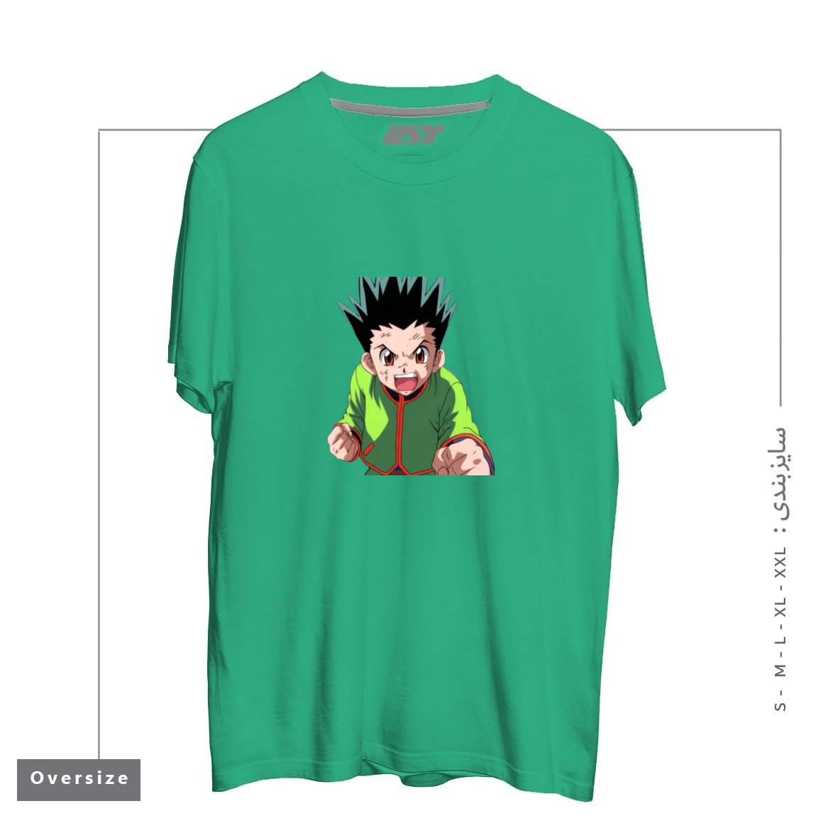 طرح anime تیشرت اورسایزرنگ سبز