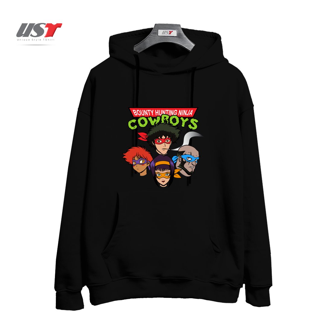 طرح Bounty Hunting Ninja Cowboys هودی اورسایزرنگ مشکی