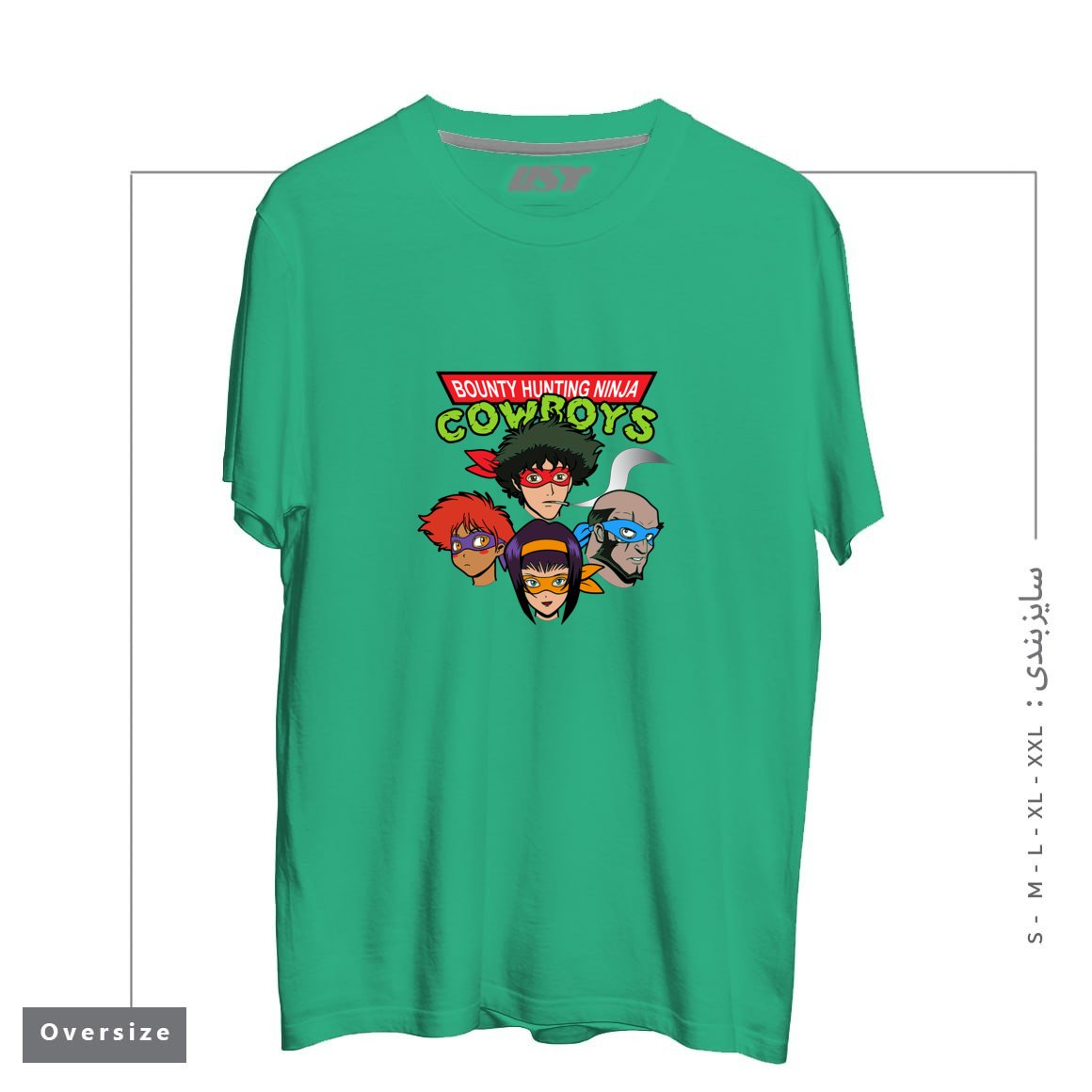 طرح Bounty Hunting Ninja Cowboys تیشرت اورسایزرنگ سبز