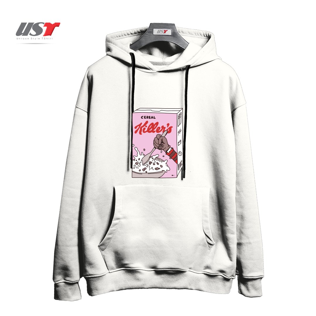 طرح cereal killers هودی اورسایزرنگ سفید