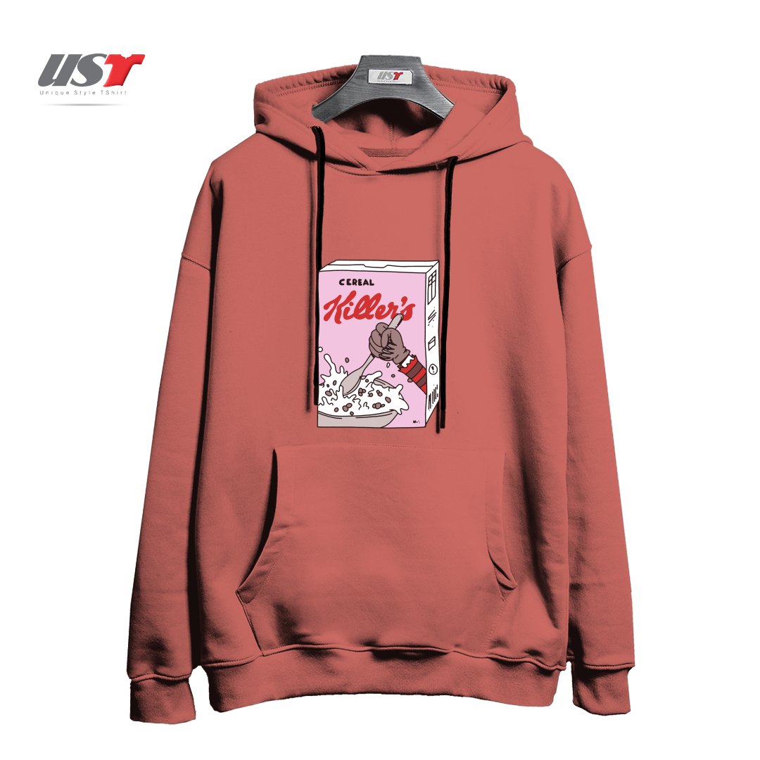 طرح cereal killers هودی اورسایزرنگ آجری