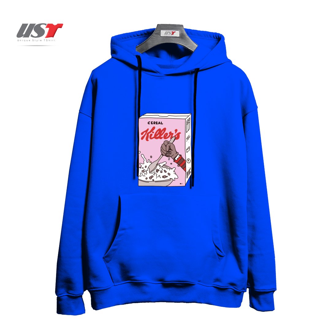 طرح cereal killers هودی اورسایزرنگ آبی شالی