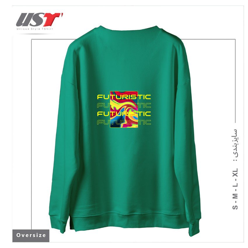 طرح typography 4 سوییشرت اورسایزرنگ سبز سدری