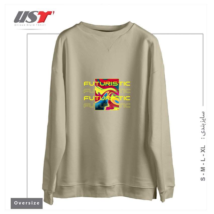 طرح typography 4 سوییشرت اورسایزرنگ نخودی