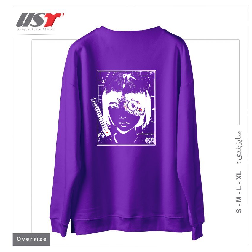 طرح Cyber samurai (Alternative) سوییشرت اورسایزرنگ بنفش