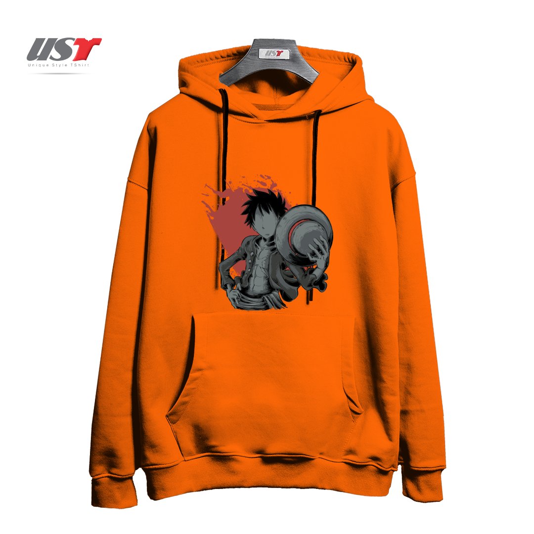 طرح Dark Luffy هودی اورسایزرنگ نارنجی