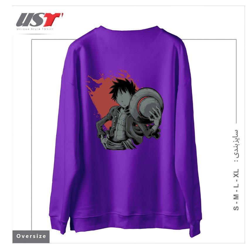 طرح Dark Luffy سوییشرت اورسایزرنگ بنفش