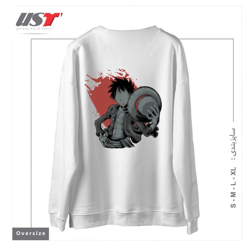 طرح Dark Luffy سوییشرت اورسایزرنگ سفید