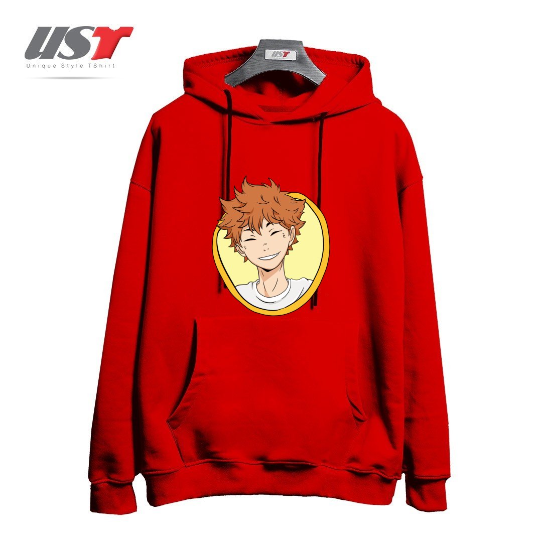طرح HINATA'S CUTE SMILE هودی اورسایزرنگ قرمز