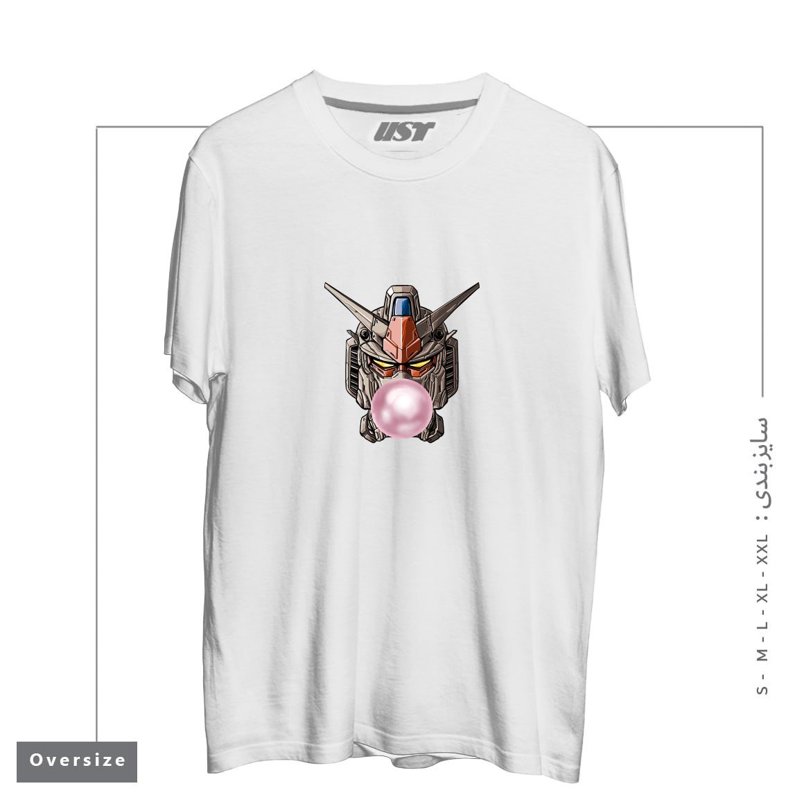 طرح GUMDAN تیشرت اورسایزرنگ سفید