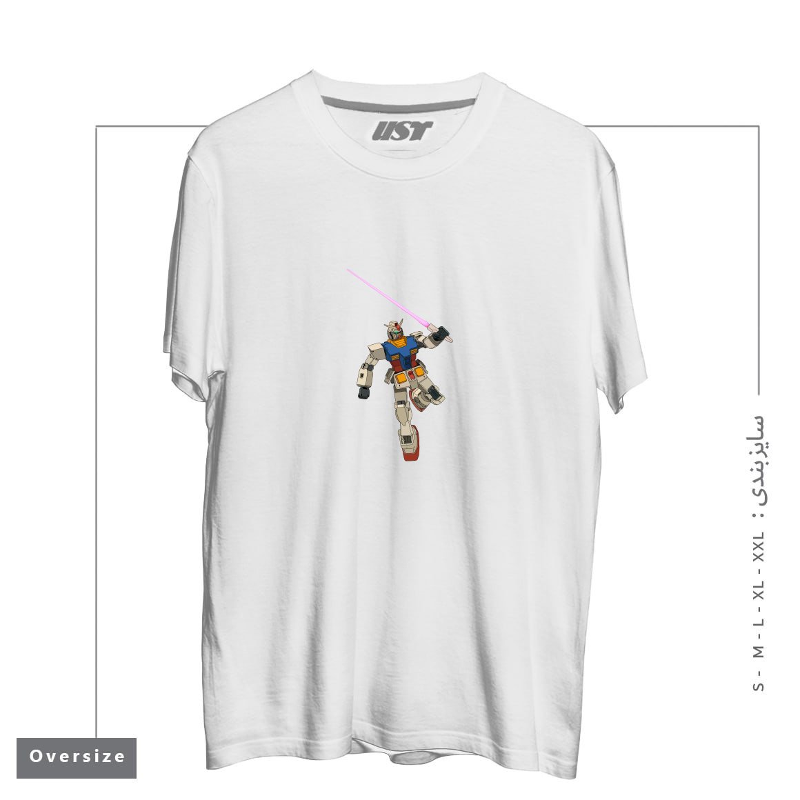 طرح GUNDAM RX-78-2 تیشرت اورسایزرنگ سفید