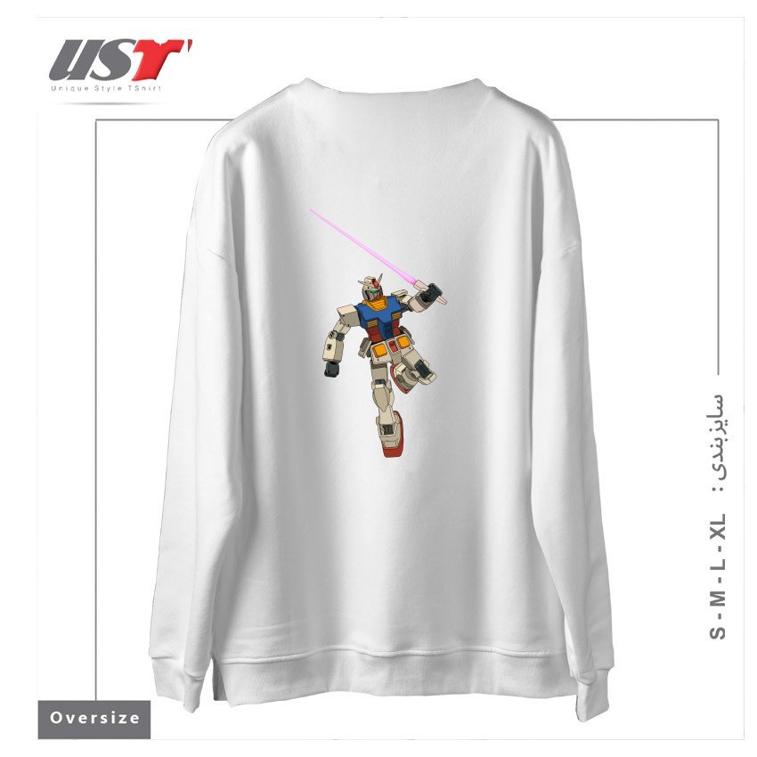 طرح GUNDAM RX-78-2 سوییشرت اورسایزرنگ سفید