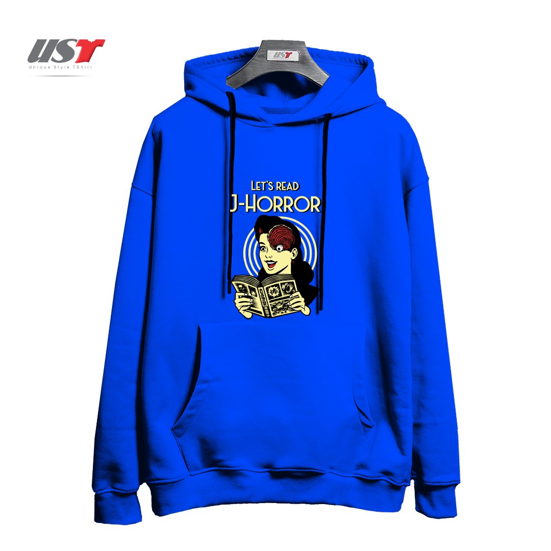 طرح J-Horror هودی اورسایزرنگ آبی شالی