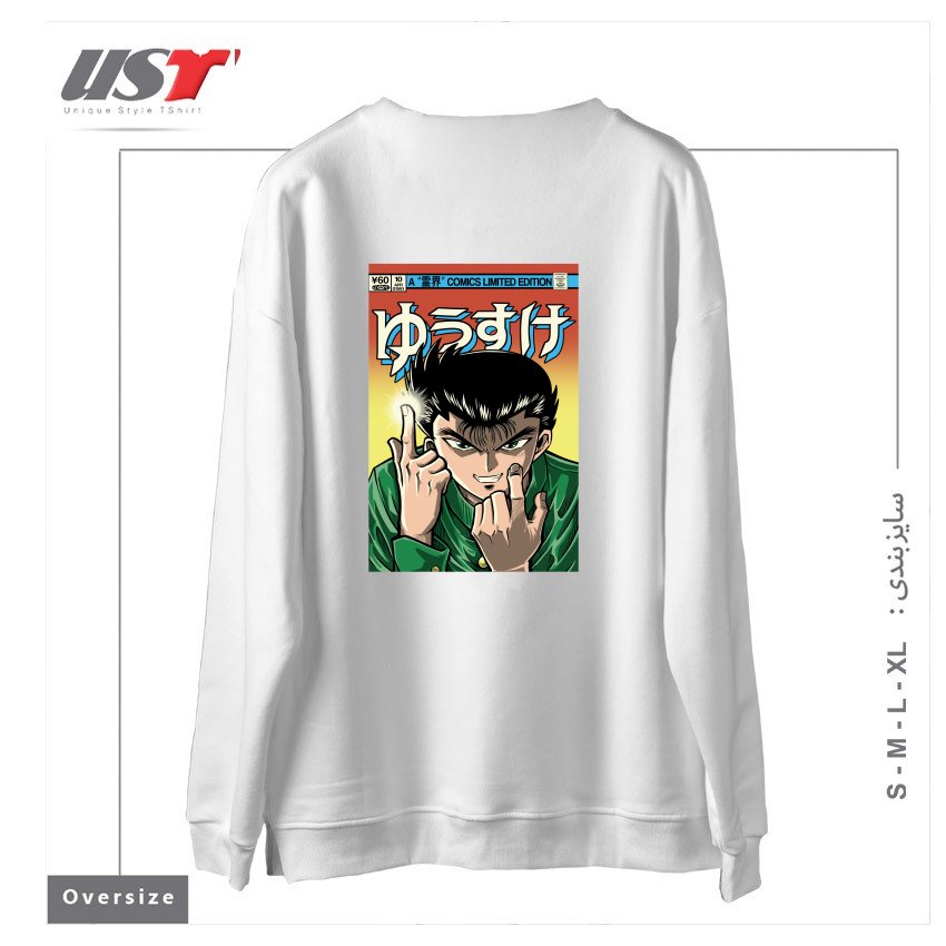 طرح YUSUKE سوییشرت اورسایزرنگ سفید