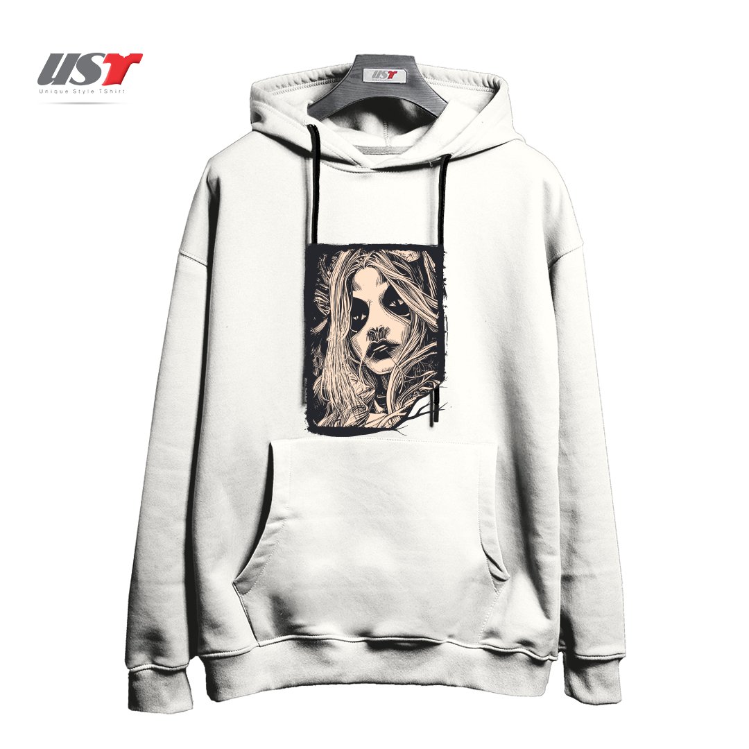 طرح Witch Masks هودی اورسایزرنگ سفید