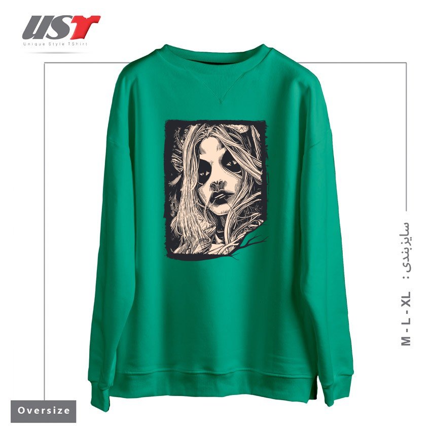 طرح Witch Masks سوییشرت اورسایزرنگ سبز سدری