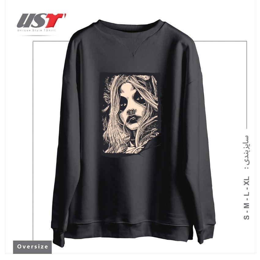 طرح Witch Masks سوییشرت اورسایزرنگ دودی