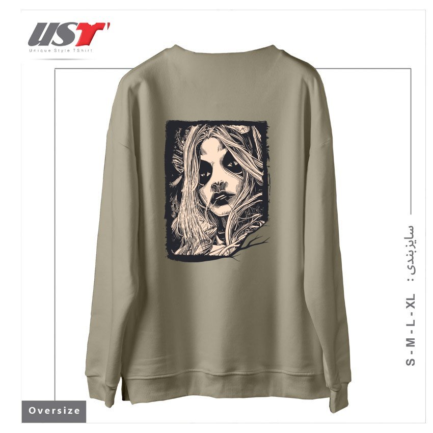 طرح Witch Masks سوییشرت اورسایزرنگ نخودی