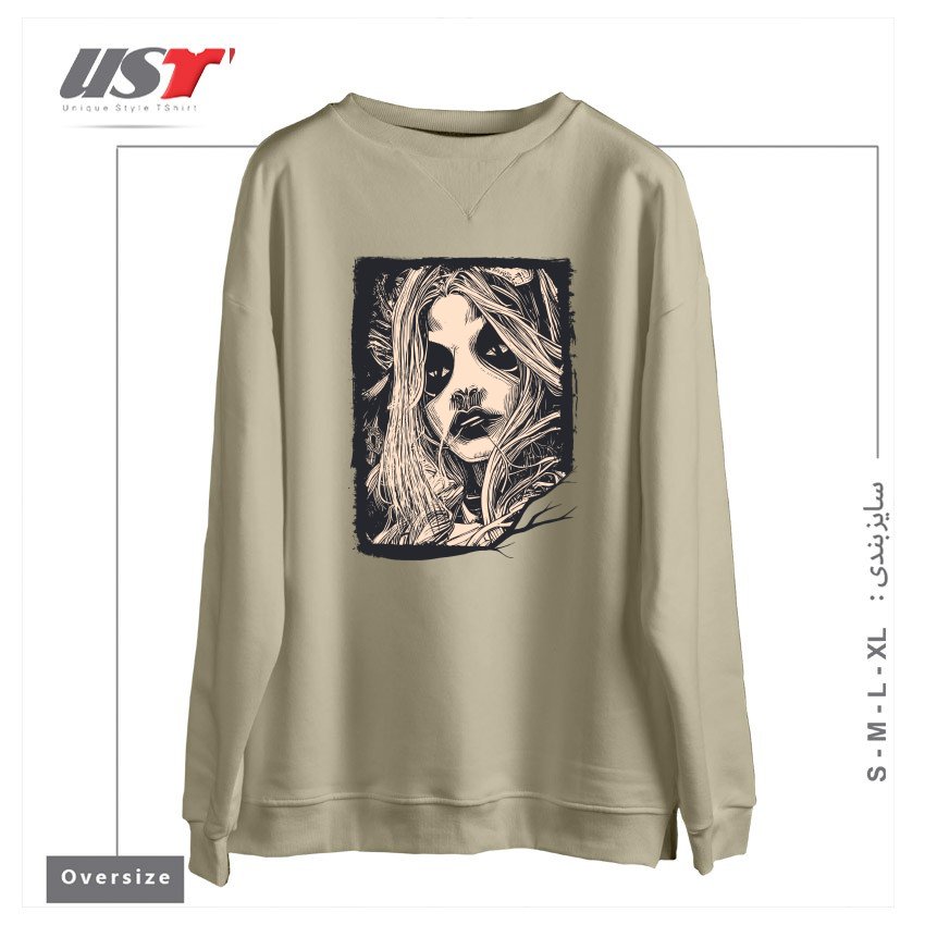 طرح Witch Masks سوییشرت اورسایزرنگ نخودی