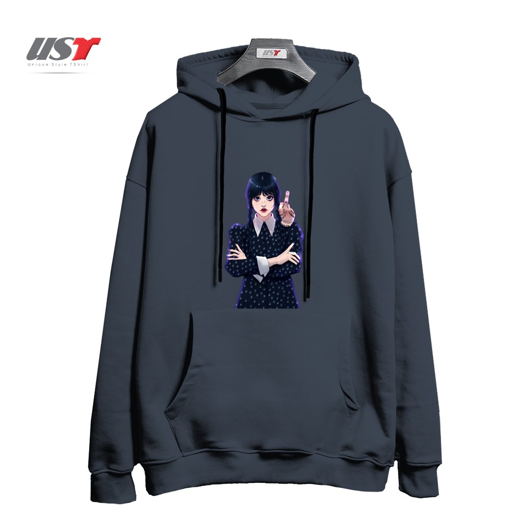 طرح Wednesday هودی اورسایزرنگ دودی